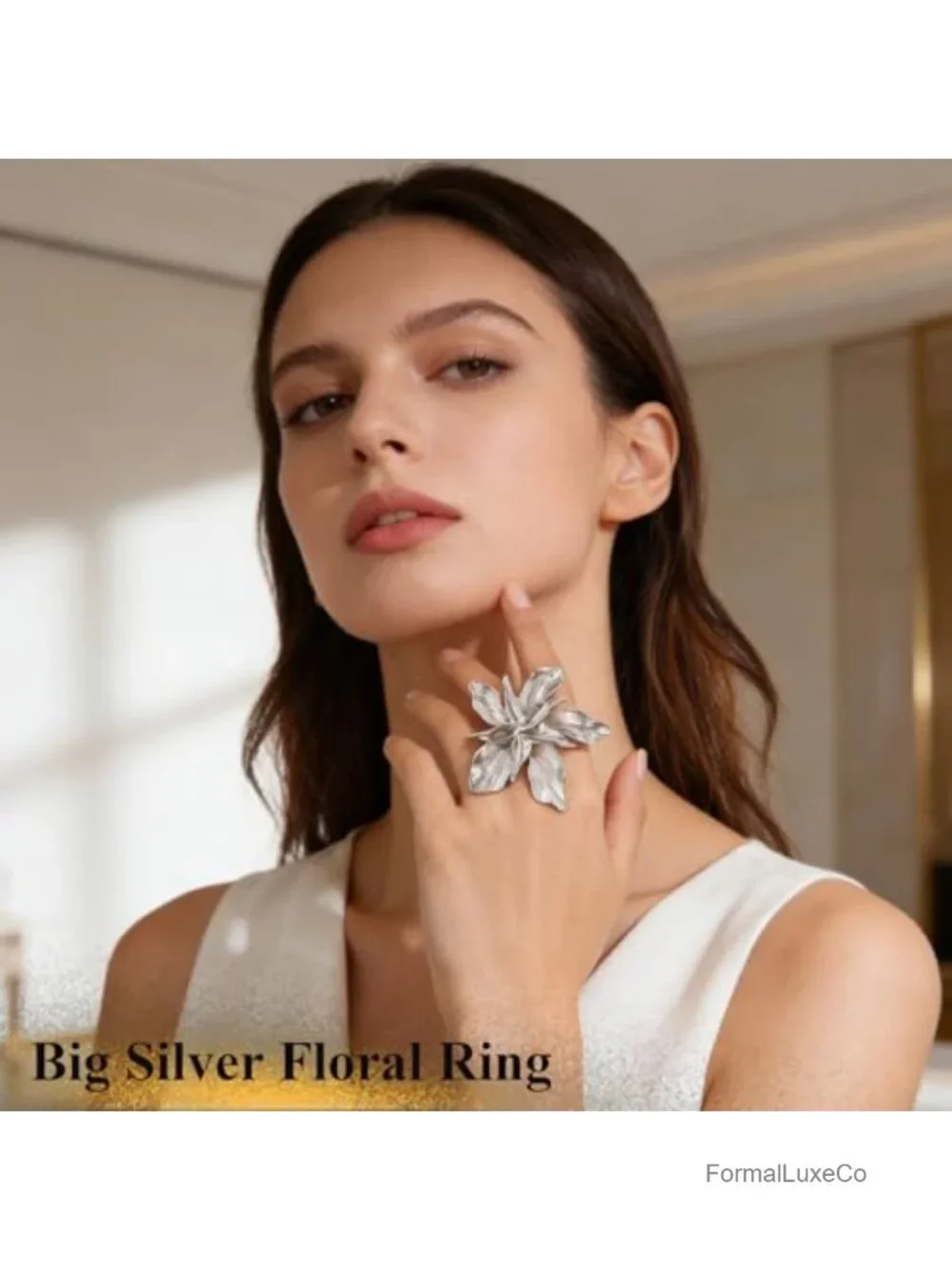 Large Chunky Flower Ring for Women, Statement Petal Ring, Unique Exaggerated